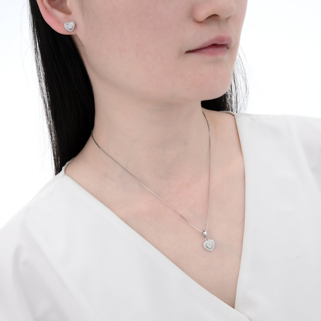 925 Silver Moissanite MOP Earrings & Necklaces Sets Round 0.4 CT. VVS1 D