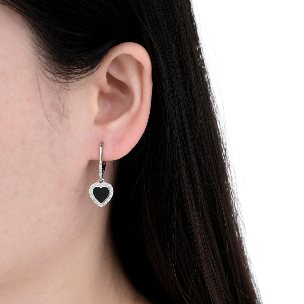 925 Silver Moissanite Created MOP Earrings Round 0.4 CT. VVS1 D