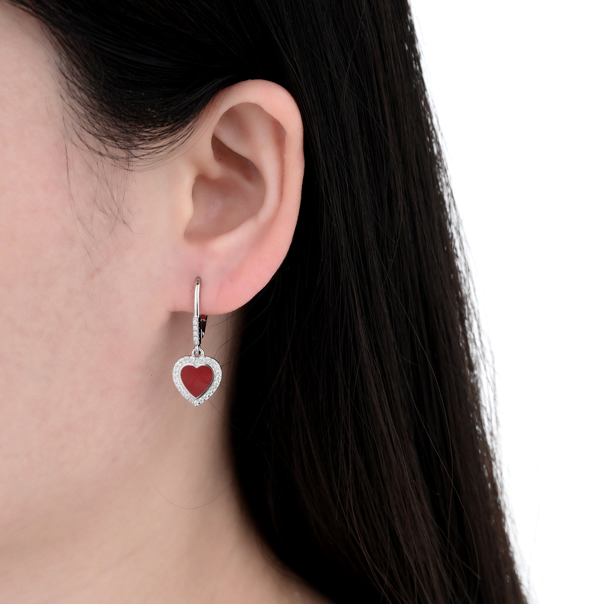 925 Silver Moissanite Created MOP Earrings Round 0.4 CT. VVS1 D