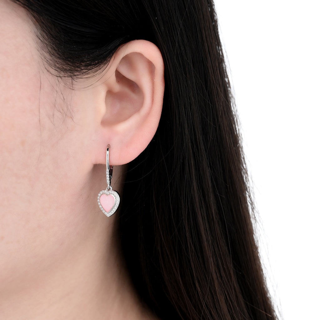 925 Silver Moissanite Created MOP Earrings Round 0.4 CT. VVS1 D