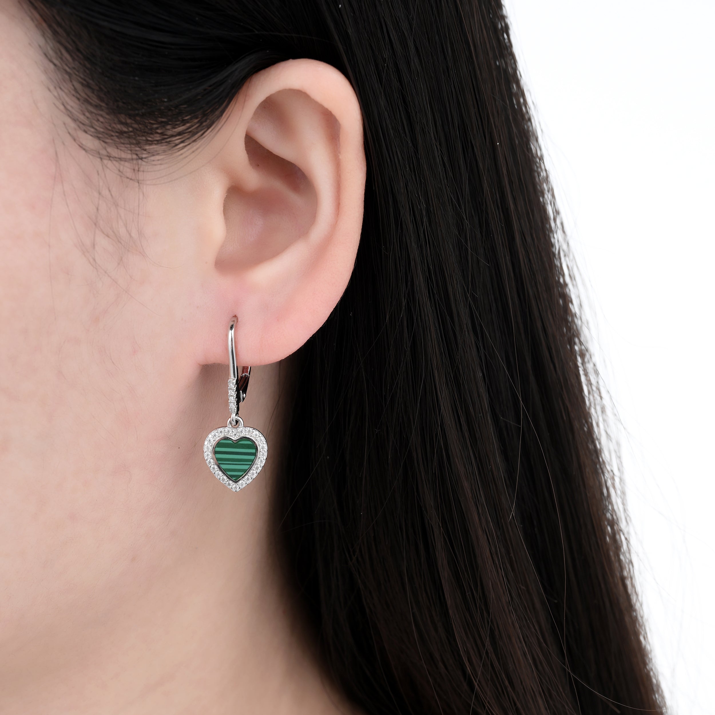 925 Silver Moissanite Created MOP Earrings Round 0.4 CT. VVS1 D