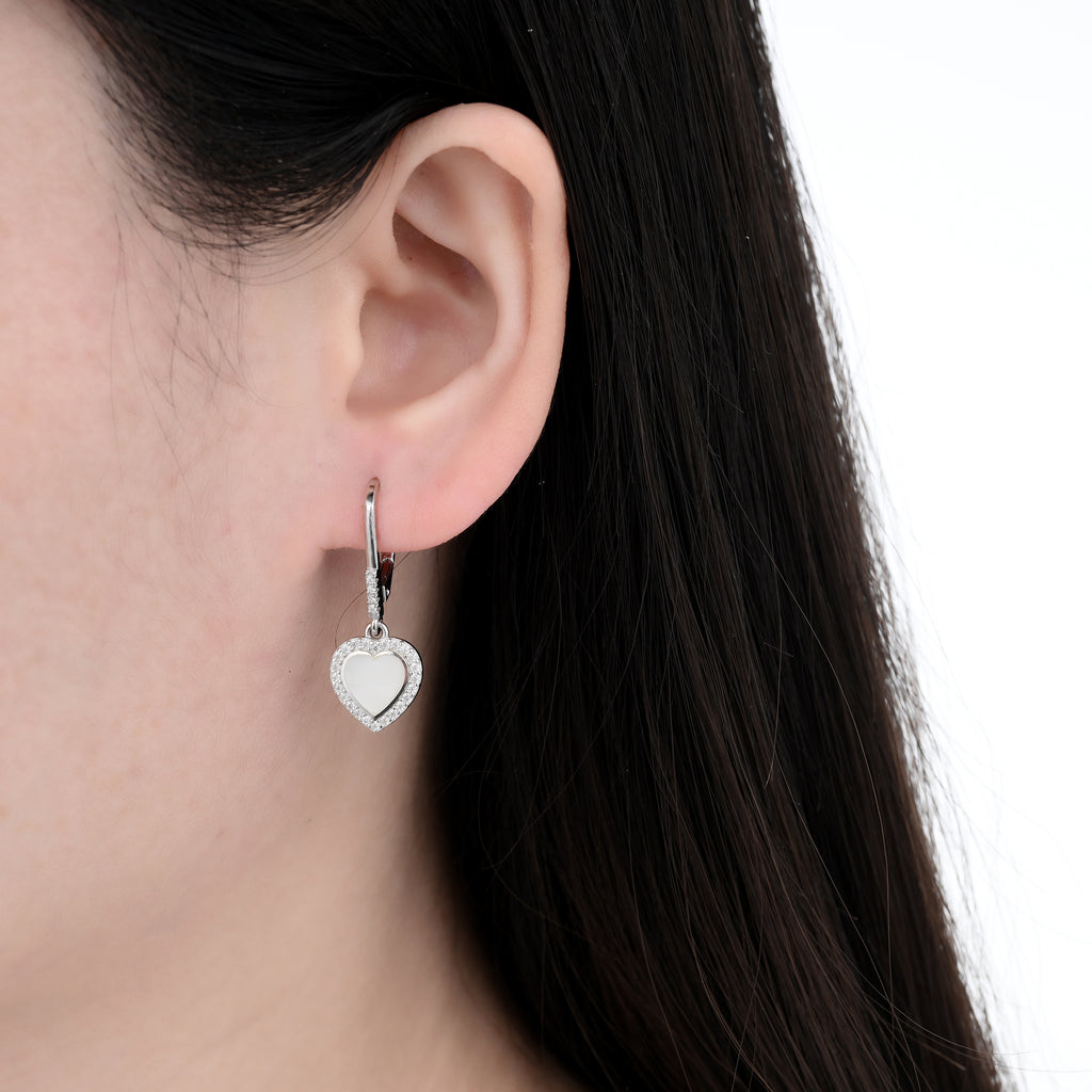 925 Silver Moissanite Created MOP Earrings Round 0.4 CT. VVS1 D