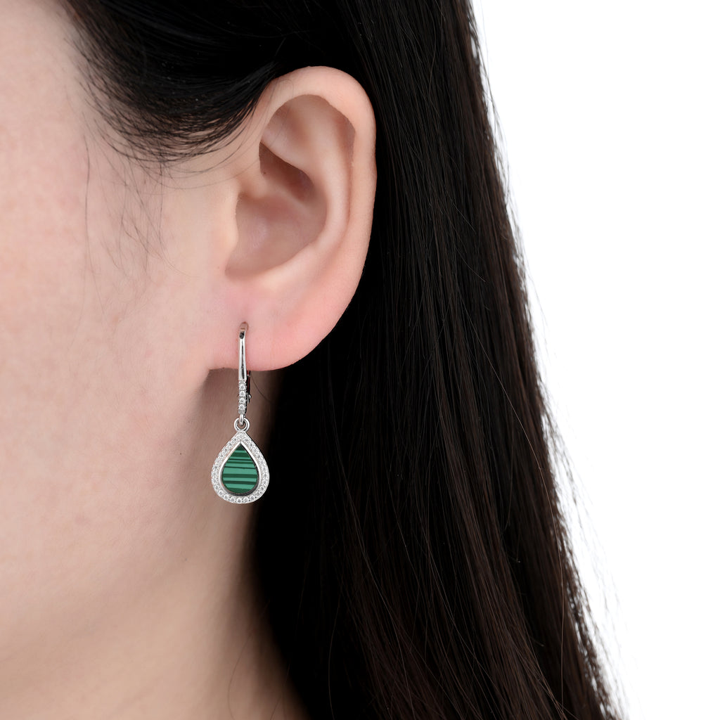 925 Silver Moissanite Created MOP Earrings Round 0.3 CT. VVS1 D