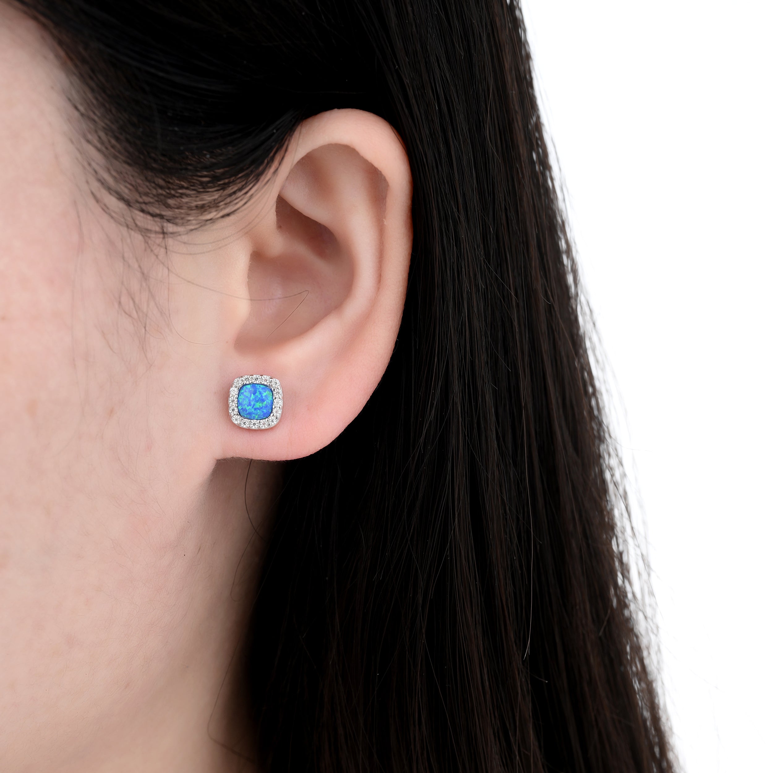 925 Silver Moissanite Opal & Mop Earrings Round 0.3 CT. VVS1 D