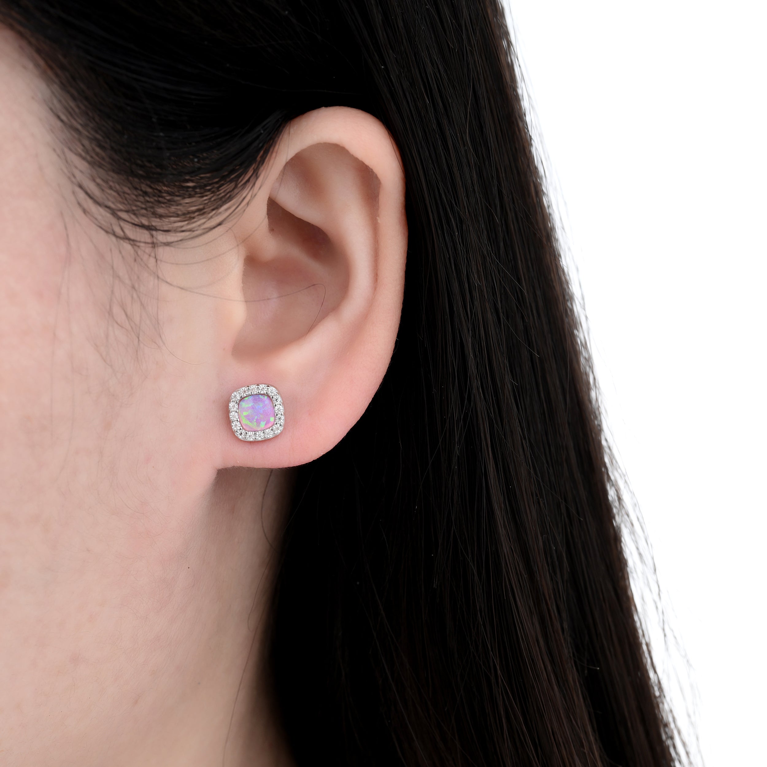 925 Silver Moissanite Opal & Mop Earrings Round 0.3 CT. VVS1 D