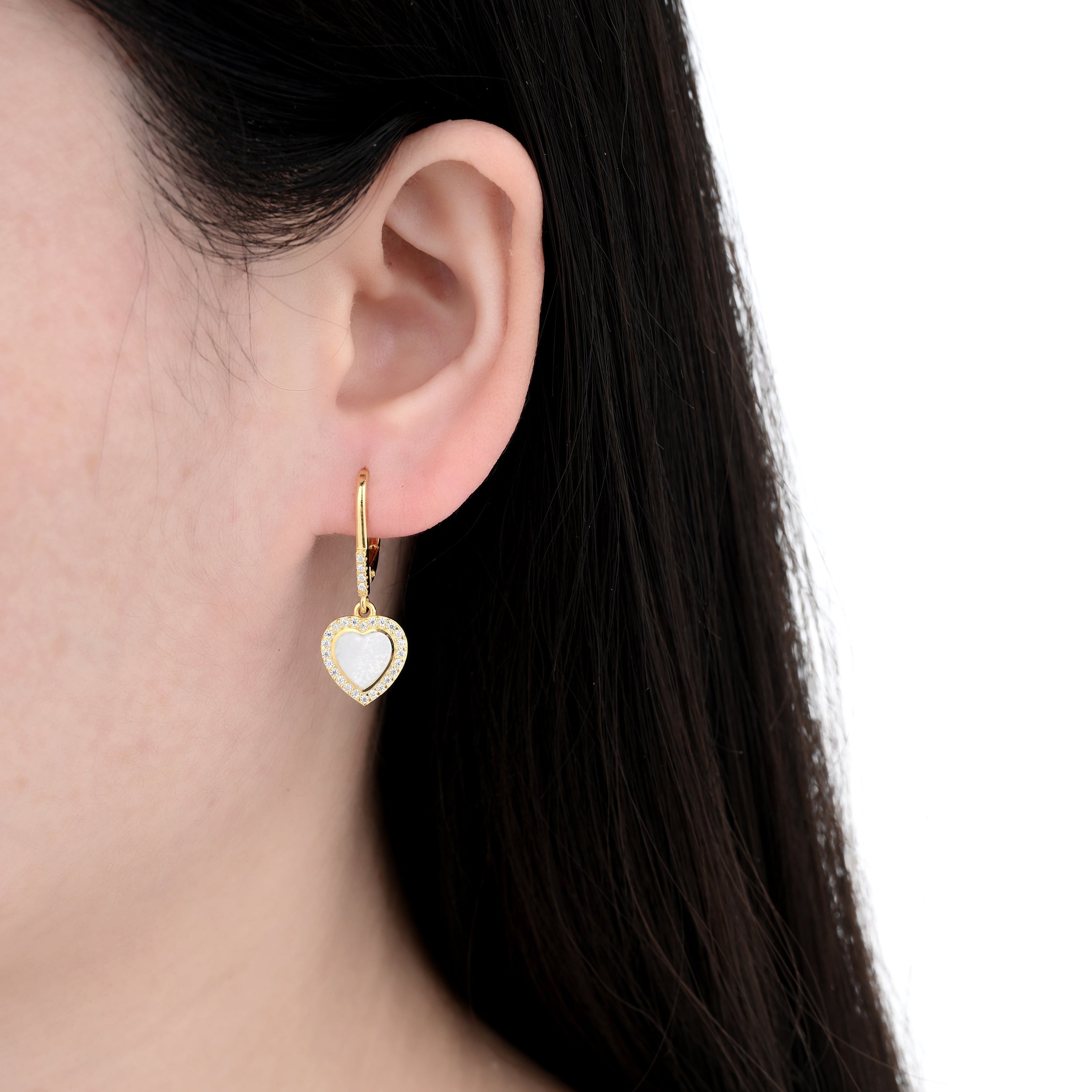 925 Silver Moissanite Created MOP Earrings Round 0.4 CT. VVS1 D