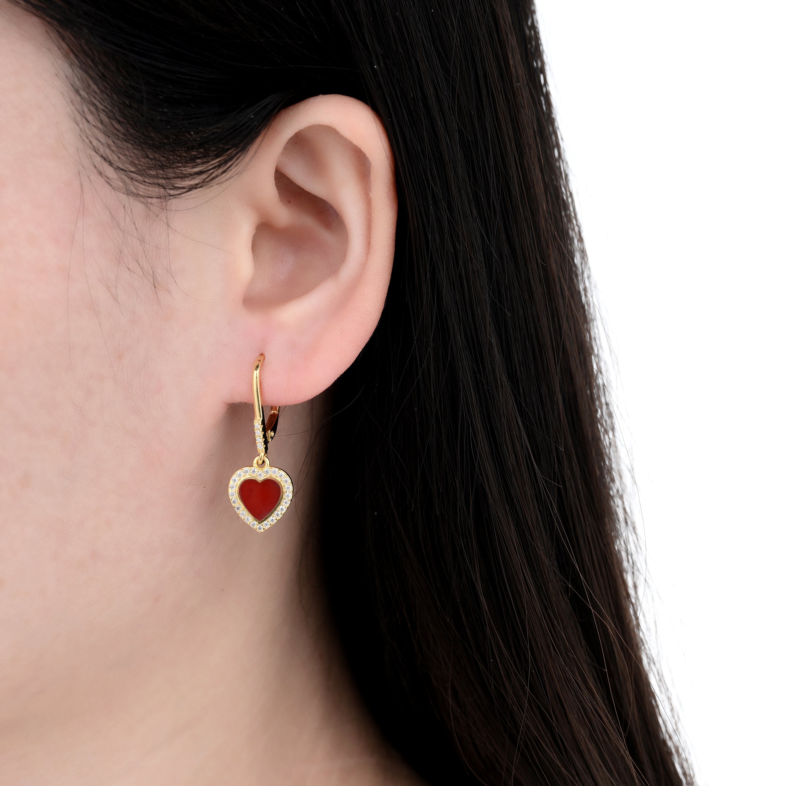 925 Silver Moissanite Created MOP Earrings Round 0.4 CT. VVS1 D