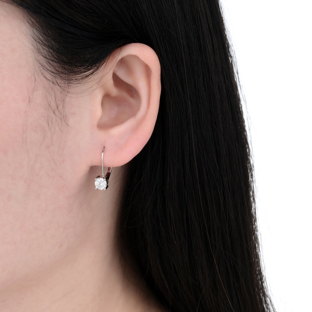 925 Silver Moissanite Earrings Round 1.0 CT. VVS1 D