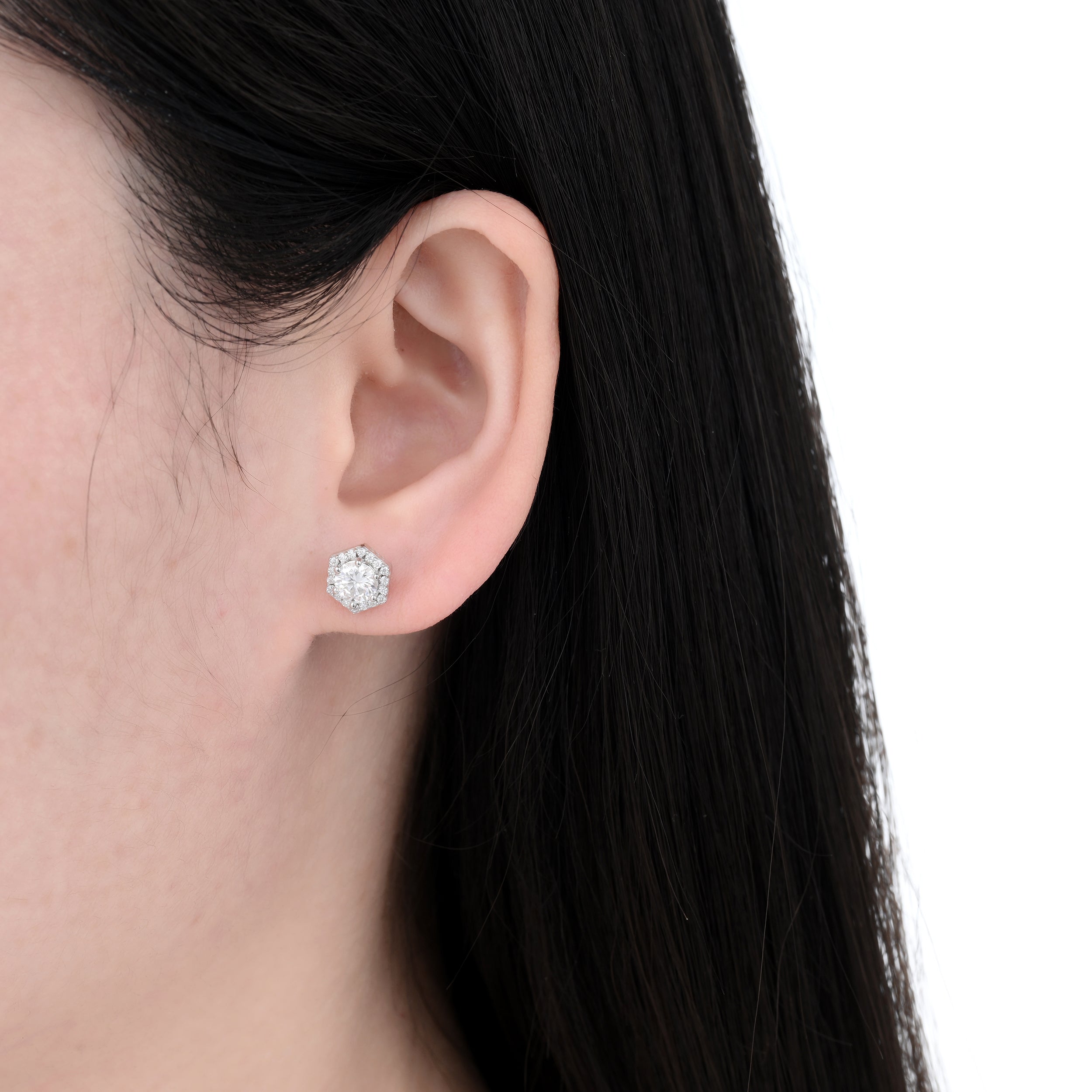 925 Silver Moissanite Earrings Round 1.18 CT. VVS1 D