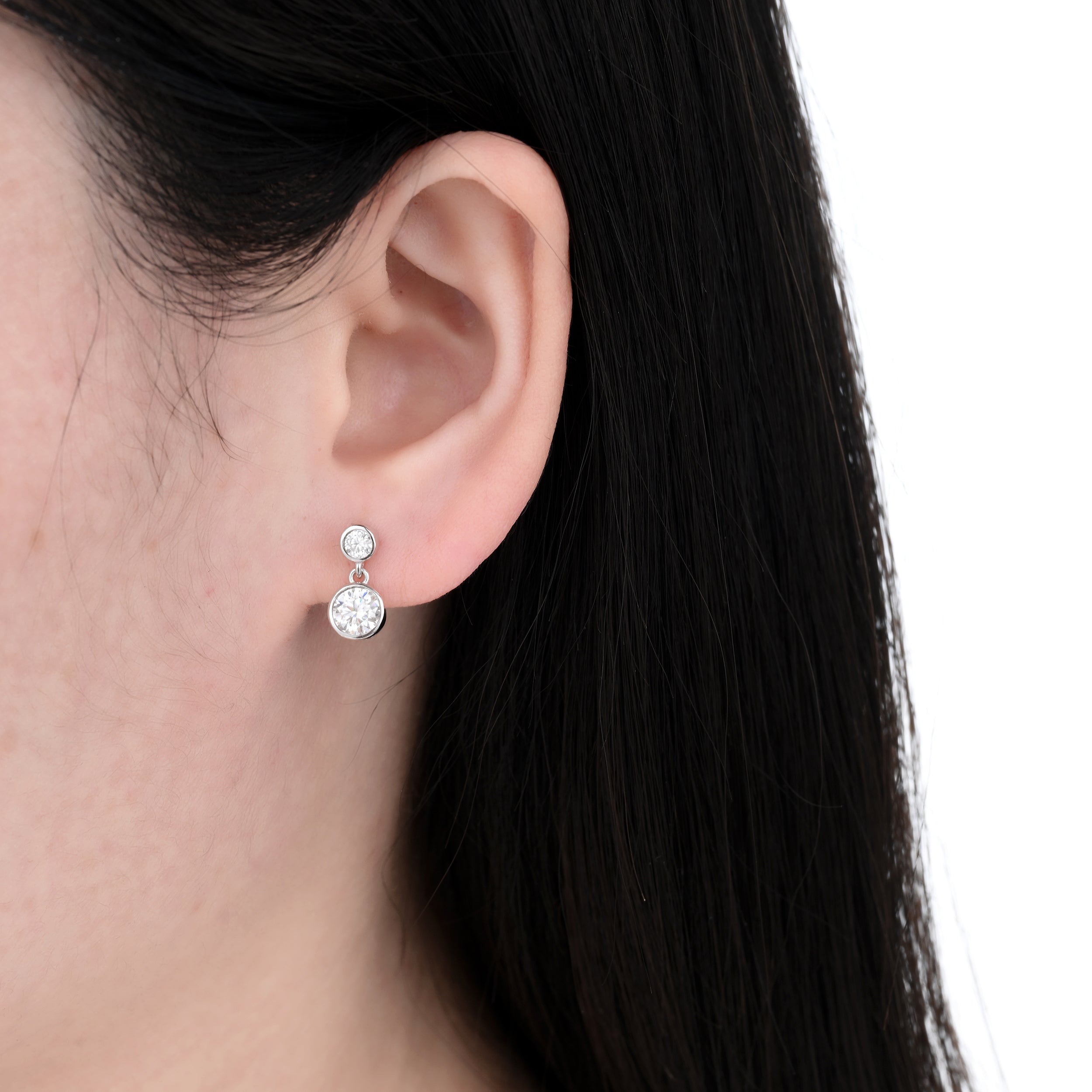 925 Silver Moissanite Earrings Round 1.2 CT. VVS1 D