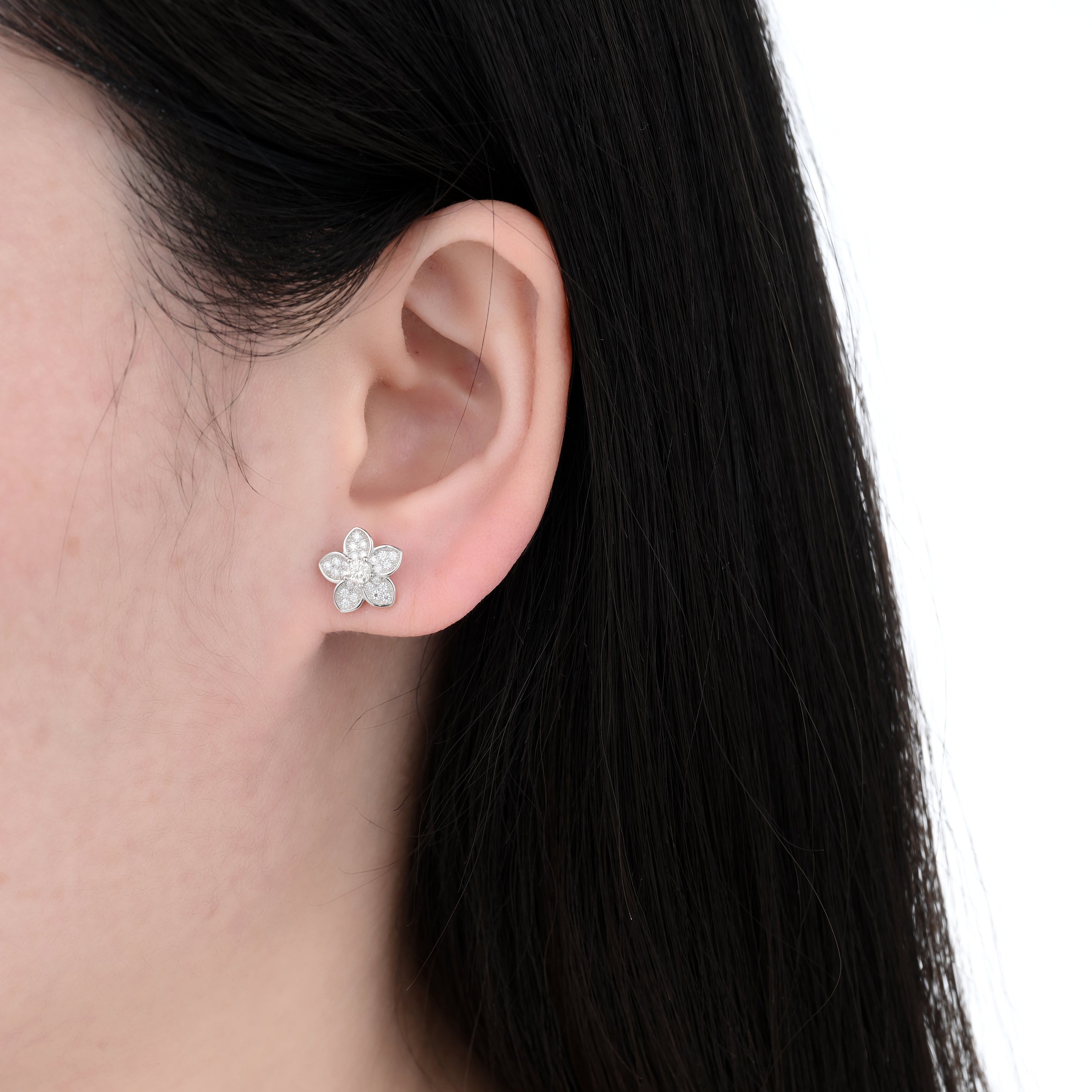 925 Silver Moissanite Earrings Round 0.55 CT. VVS1 D