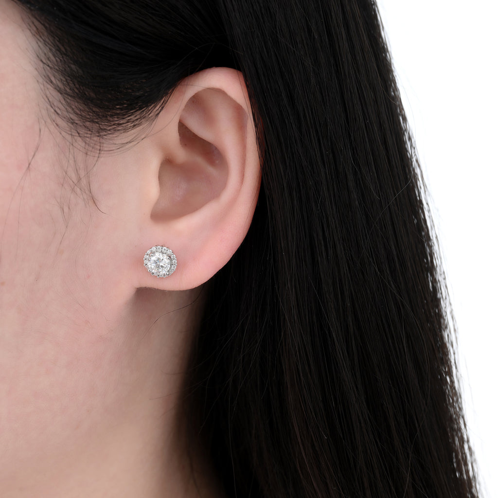 925 Silver Moissanite Earrings Round 1.16 CT. VVS1 D