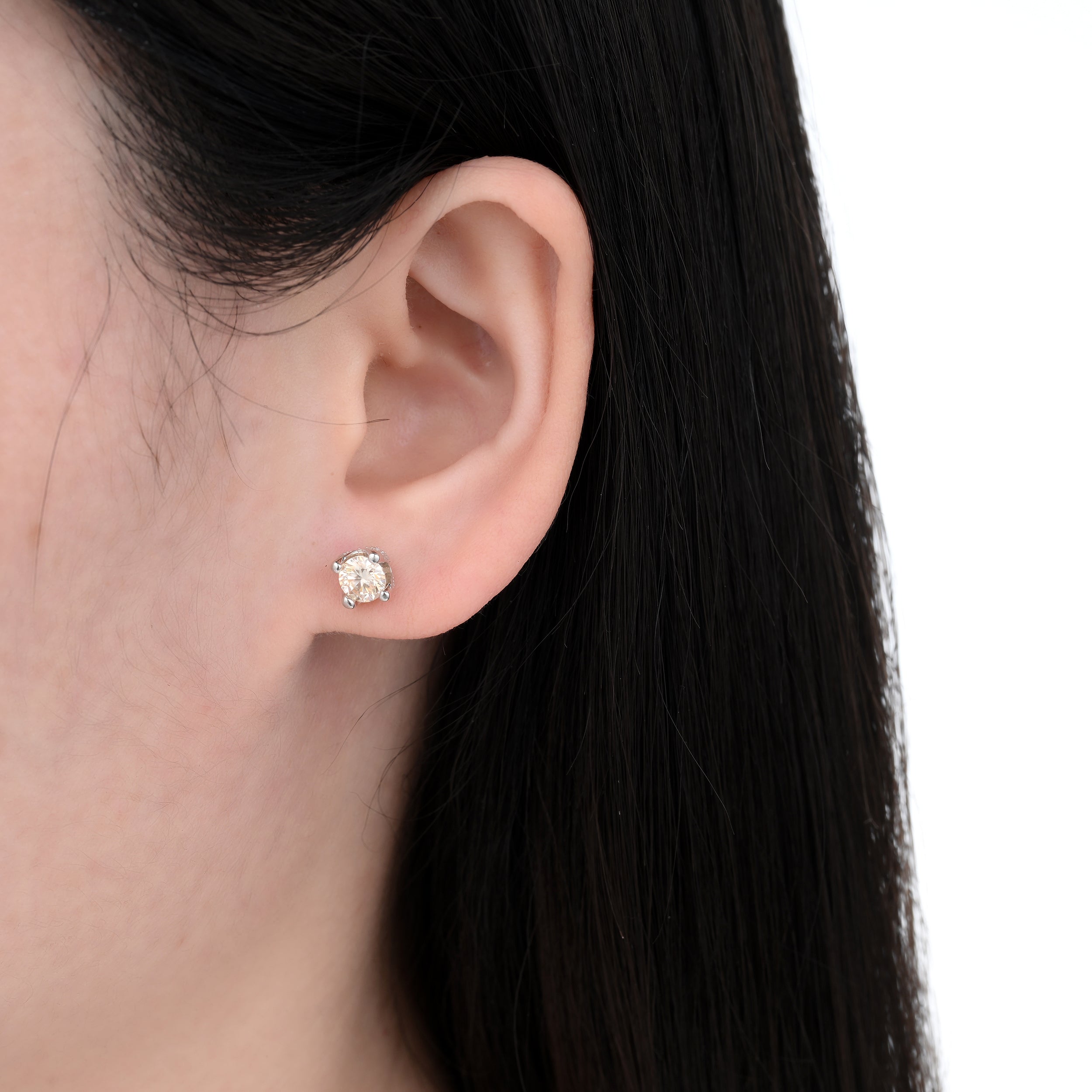 925 Silver Moissanite Earrings Round 1.2 CT. VVS1 D