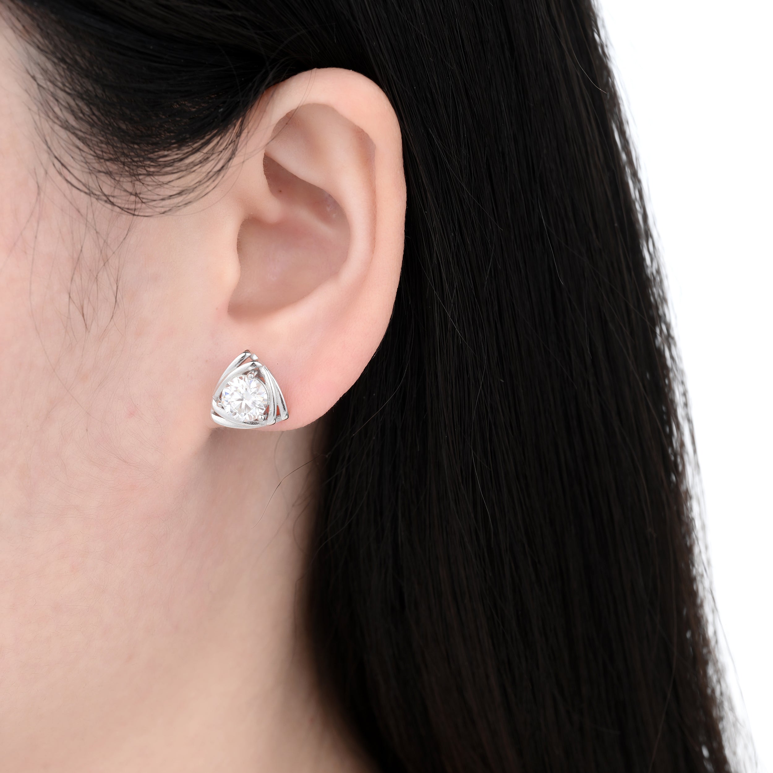 925 Silver Moissanite Earrings Round 2.0 CT. VVS1 D