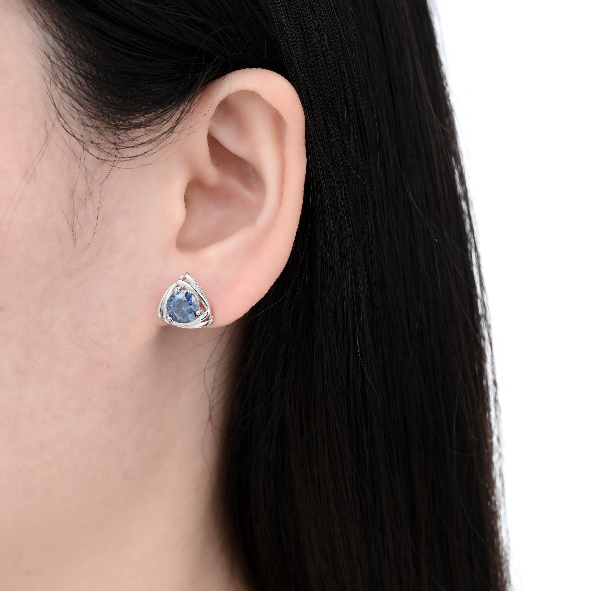 925 Silver Moissanite Earrings Round 2.0 CT. VVS1 D