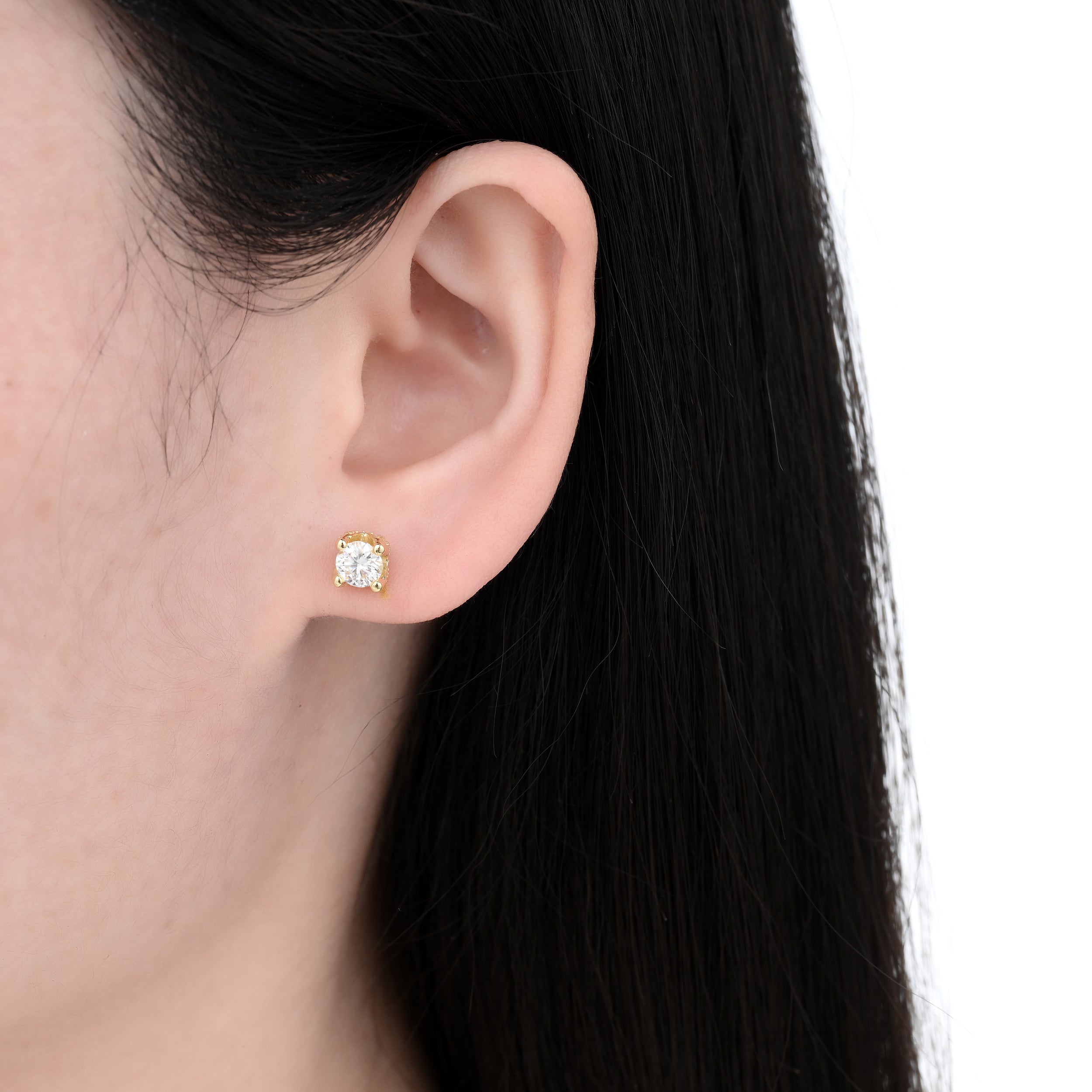 925 Silver Moissanite Earrings Round 1.2 CT. VVS1 D