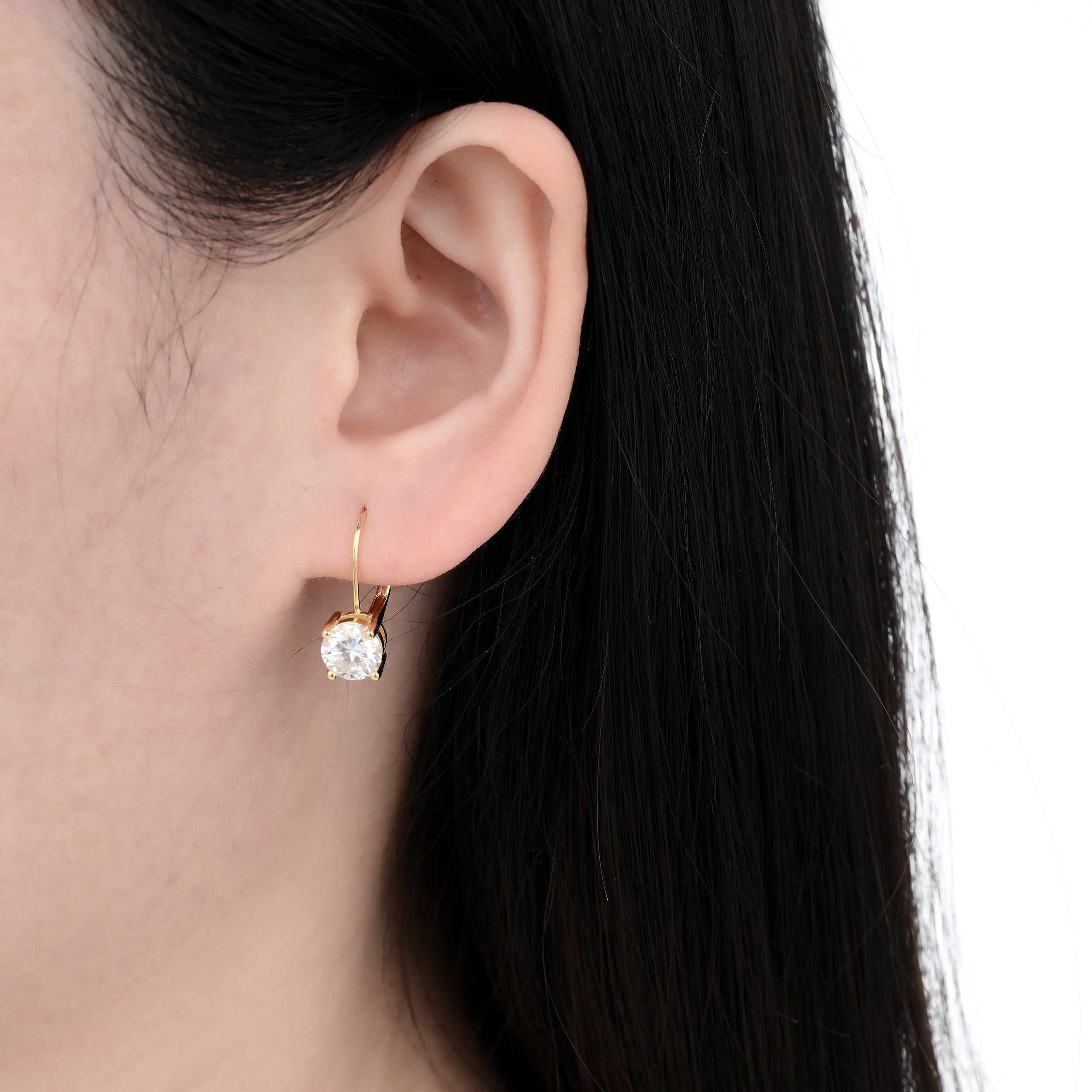 925 Silver Moissanite Earrings Round 2.0 CT. VVS1 D