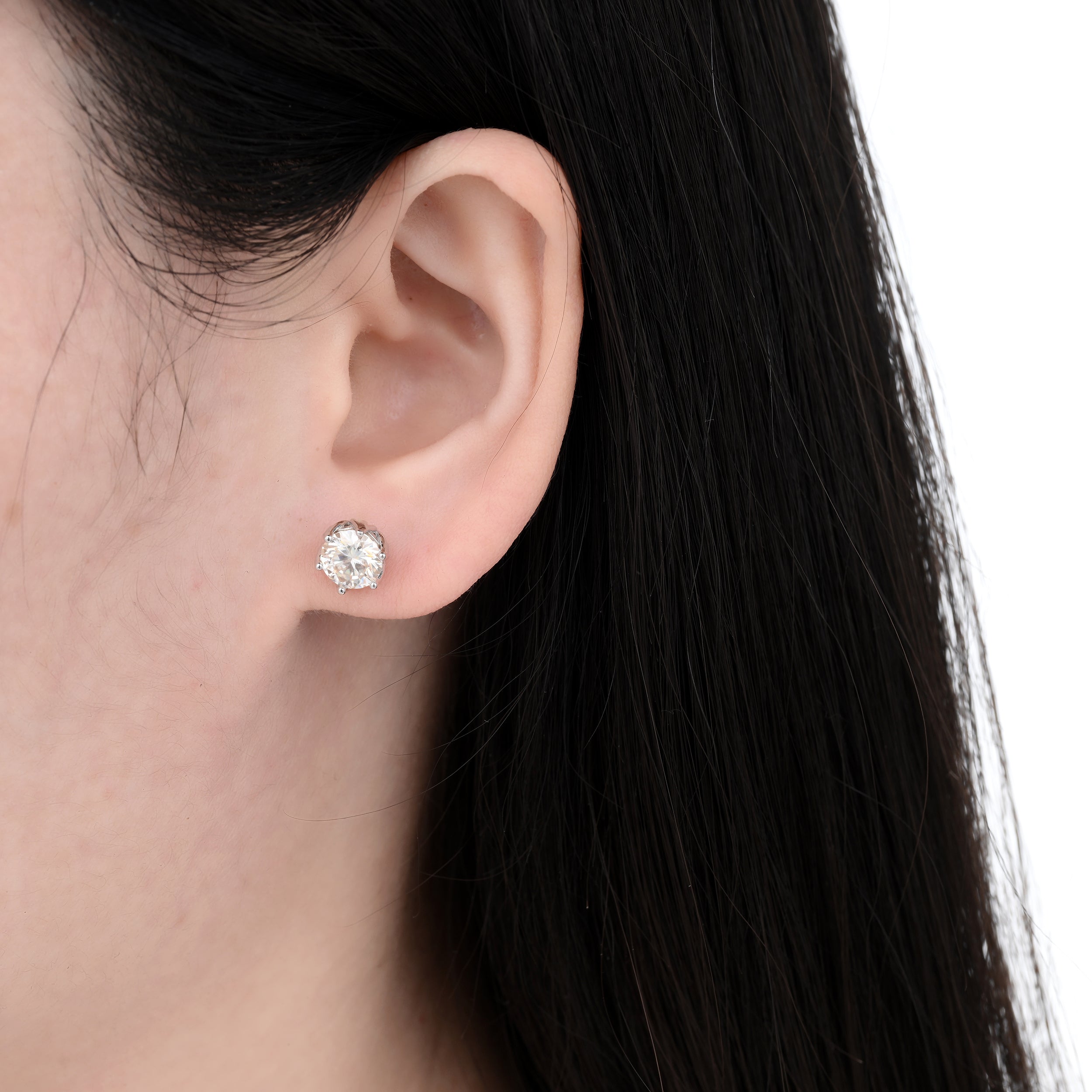 925 Silver Moissanite Earrings Round 2.0 CT. VVS1 D
