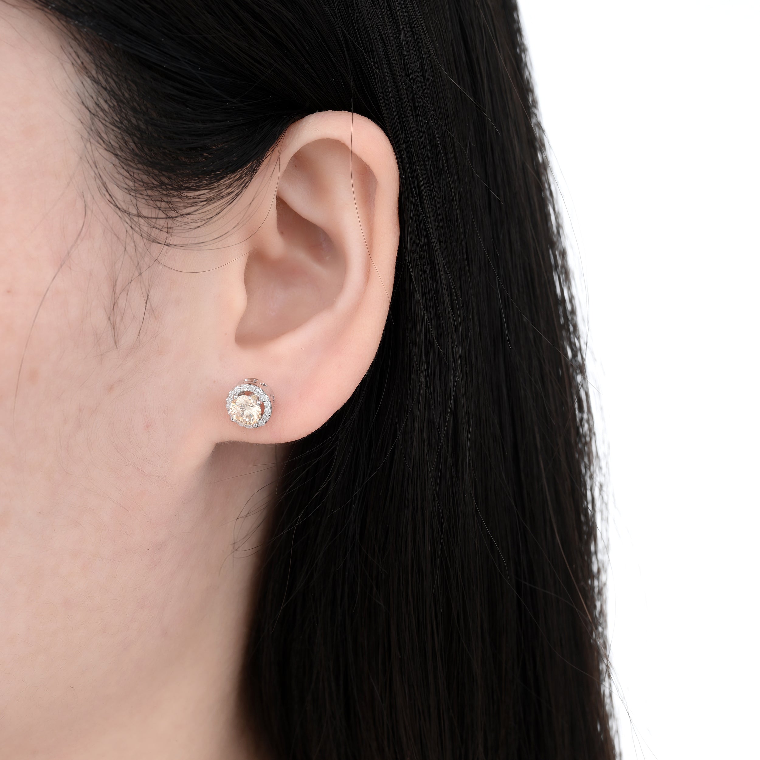 925 Silver Moissanite Earrings Round 1.2 CT. VVS1 D