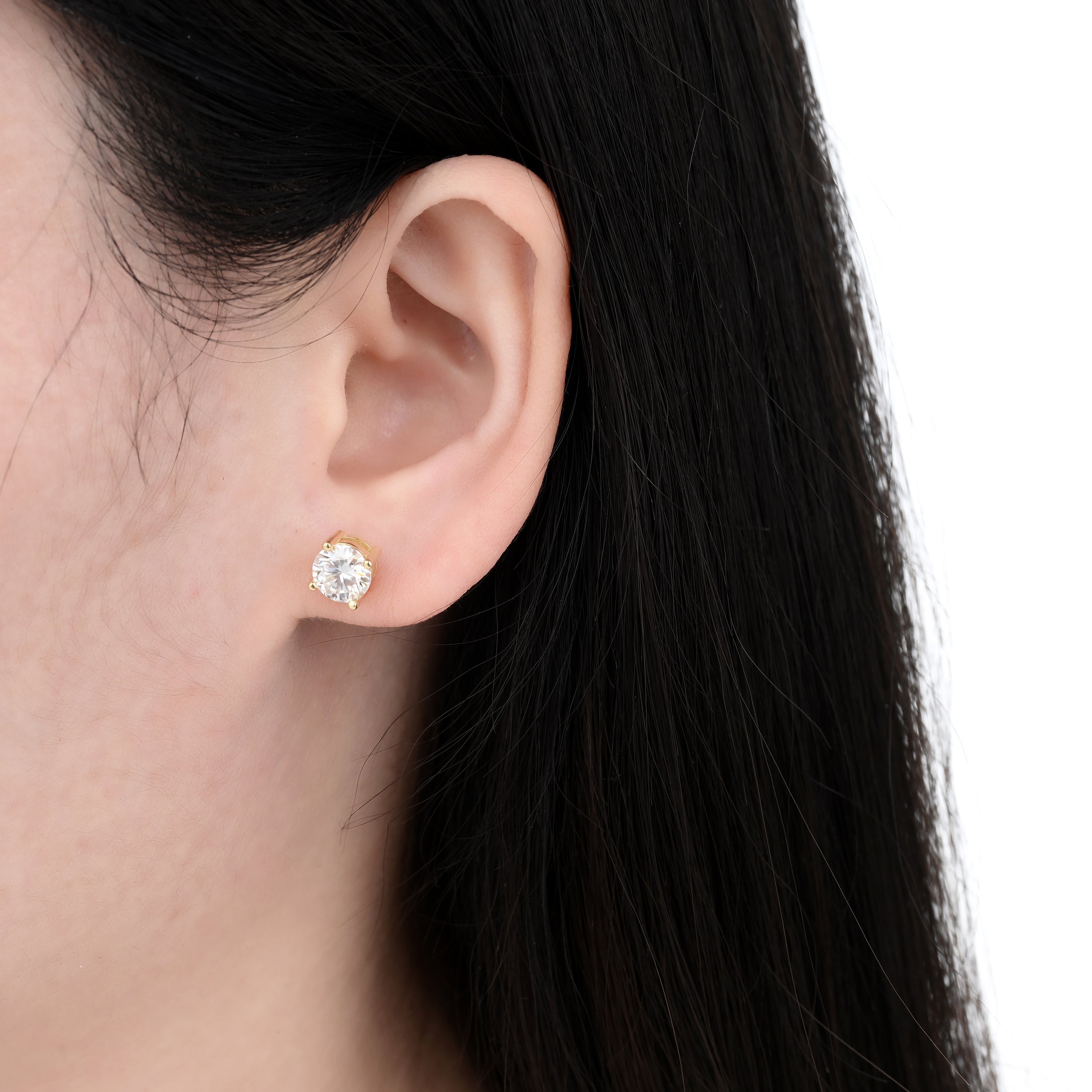925 Silver Moissanite Earrings Round 2.0 CT. VVS1 D