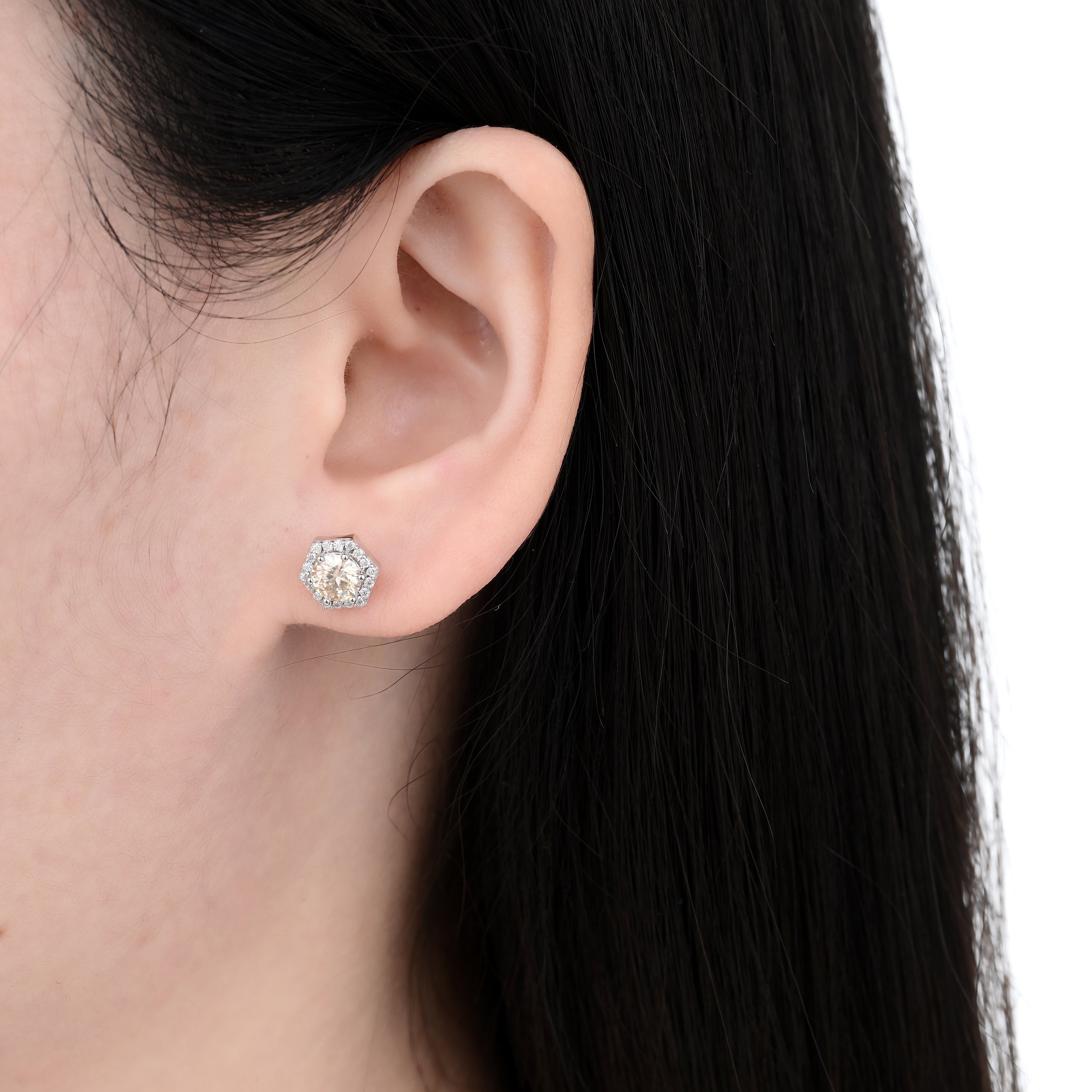 925 Silver Moissanite Earrings Round 1.18 CT. VVS1 D