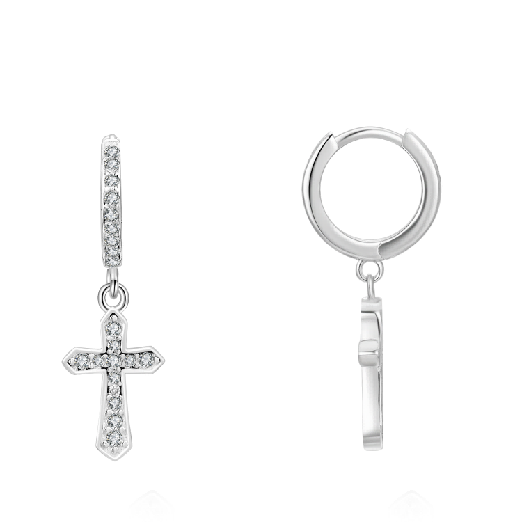 925 Silver Cross Earrings