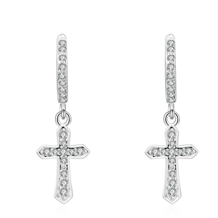 925 Silver Cross Earrings