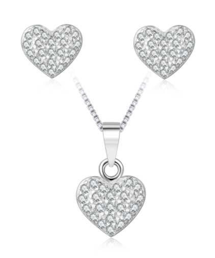 Real 925 Sterling Silver Heart Necklaces with Zircon Fine