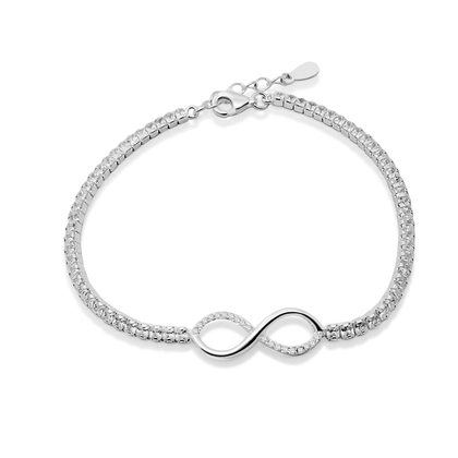 Real 925 Sterling Silver Infinity Bracelets Fine Jewelry in Perfect Quality for Women Gift