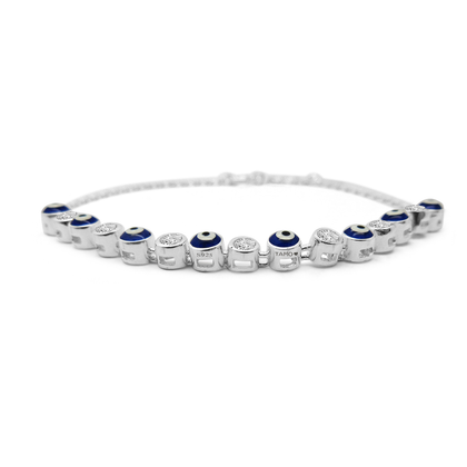 Real 925 Sterling Silver Evil eye Bracelets Fine Jewelry in Perfect Quality for Women