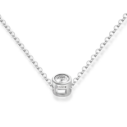 Real 925 Sterling Silver Only one stone  Necklace All White Fine Jewelry in Perfect Quality For Gift