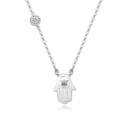 Real 925 Sterling Silver Evil eye & Hamsa  Necklace Fine Jewelry in Perfect Quality For Gift