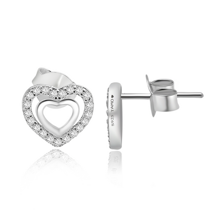Real 925 Sterling Silver Heart Earring All White Fine Jewelry in Perfect Quality For Gift