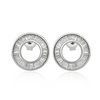 Real 925 Sterling Silver Round Stud Earrings with Baguette  Zircon Fine Jewelry in Perfect Quality for Women Gift