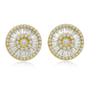 Real 925 Sterling Silver Wheel Round Stud Earrings with Baguette  Zircon Fine Jewelry in Perfect Quality for Women Gift