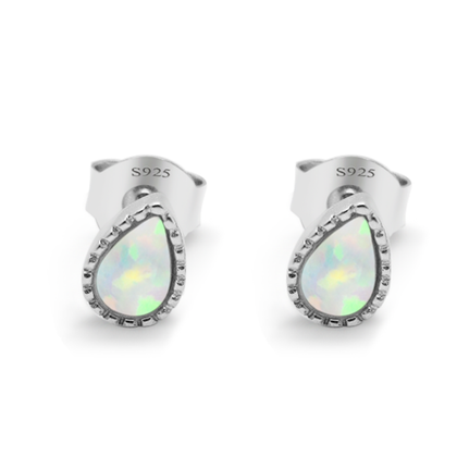 Real 925 Sterling Silver Earrings Set with Real Opal Fine Jewelry in Perfect Quality
