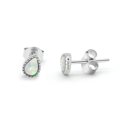 Real 925 Sterling Silver Earrings Set with Real Opal Fine Jewelry in Perfect Quality