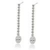 Real 925 Sterling Silver Drop Earrings with Zircon Chain Fine Jewelry in Perfect Quality for Women Gift Oval Drop