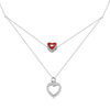 Real 925 Sterling Silver Double Chain Heart Necklace Fine Jewelry in Perfect Quality