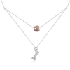 Real 925 Sterling Silver Double Chain  Necklace Fine Jewelry in Perfect Quality For Gift