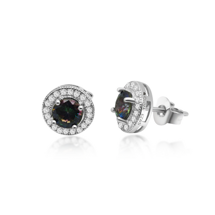 Real 925 Sterling Silver Round Stud Earrings Fine Jewelry in Perfect Quality for Women Gift