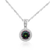 Real 925 Sterling Silver Round Pendant Necklaces with Mystic Topaz Fine Jewelry in Perfect Quality