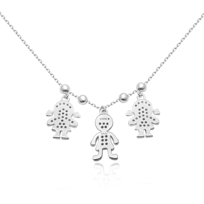 Real 925 Sterling Silver Boy & Girl  Necklace All White Fine Jewelry in Perfect Quality For Gift