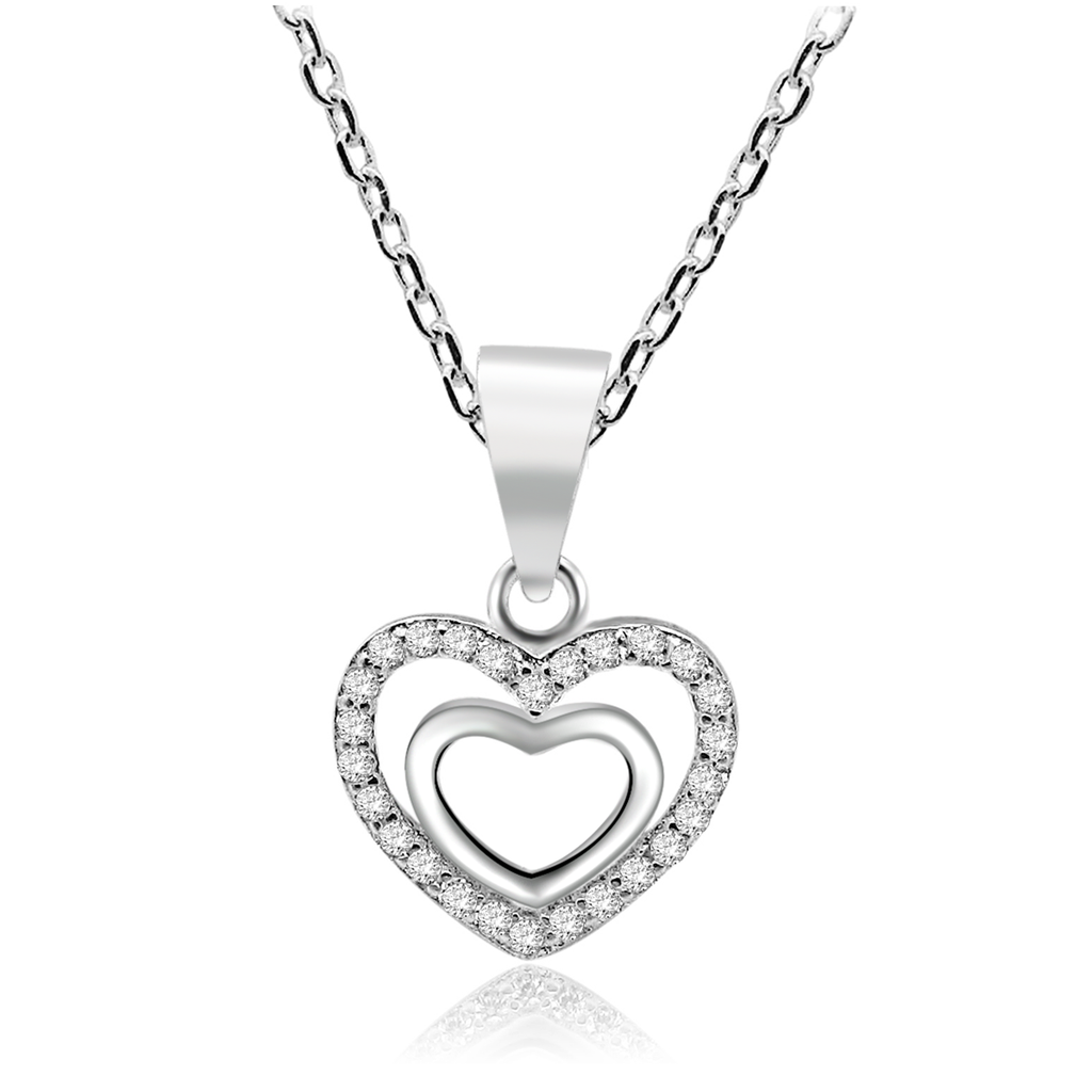 925 Silver Double Heart Necklaces