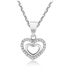 Real 925 Sterling Silver Heart  Necklace All White Fine Jewelry in Perfect Quality For Gift