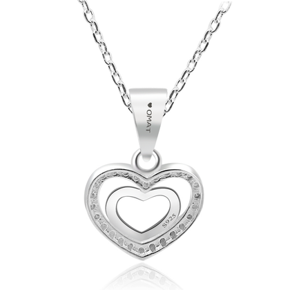 Real 925 Sterling Silver Double Heart Necklaces with Zircon Fine Jewelry in Perfect Quality for Women Gift