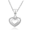 Real 925 Sterling Silver Heart  Necklace All White Fine Jewelry in Perfect Quality For Gift