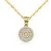 Real 925 Sterling Silver Wheel Round Pendant Necklaces with Baguette  Zircon Fine Jewelry in Perfect Quality