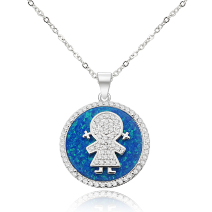 Real 925 Sterling Silver Girl Pendant Necklaces with Real Opal Fine Jewelry in Perfect Quality