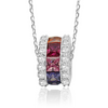 Real 925 Sterling Silver Round Necklace With Square Mix Fine Jewelry in Perfect Quality for Women Gift